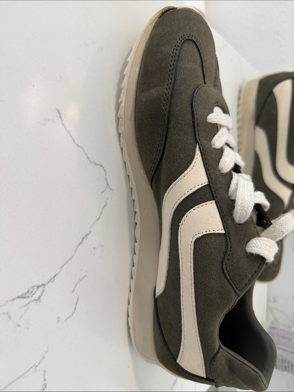 Banana Republic Factory Olive Green and Cream Sneakers - Picture 6 of 7